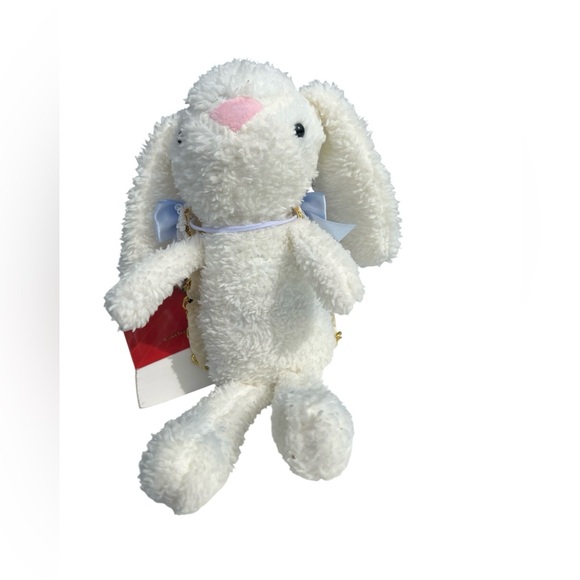 none Other - Plush White Bunny Stuffed Animal with Pink Nose - Brand Unspecified